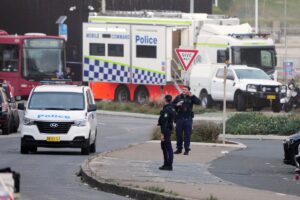 Police-patrol-in-the-early-morning-following-a-shooting-Sunday-at-Sydneys-Bondi-Beach-Monday.jpeg
